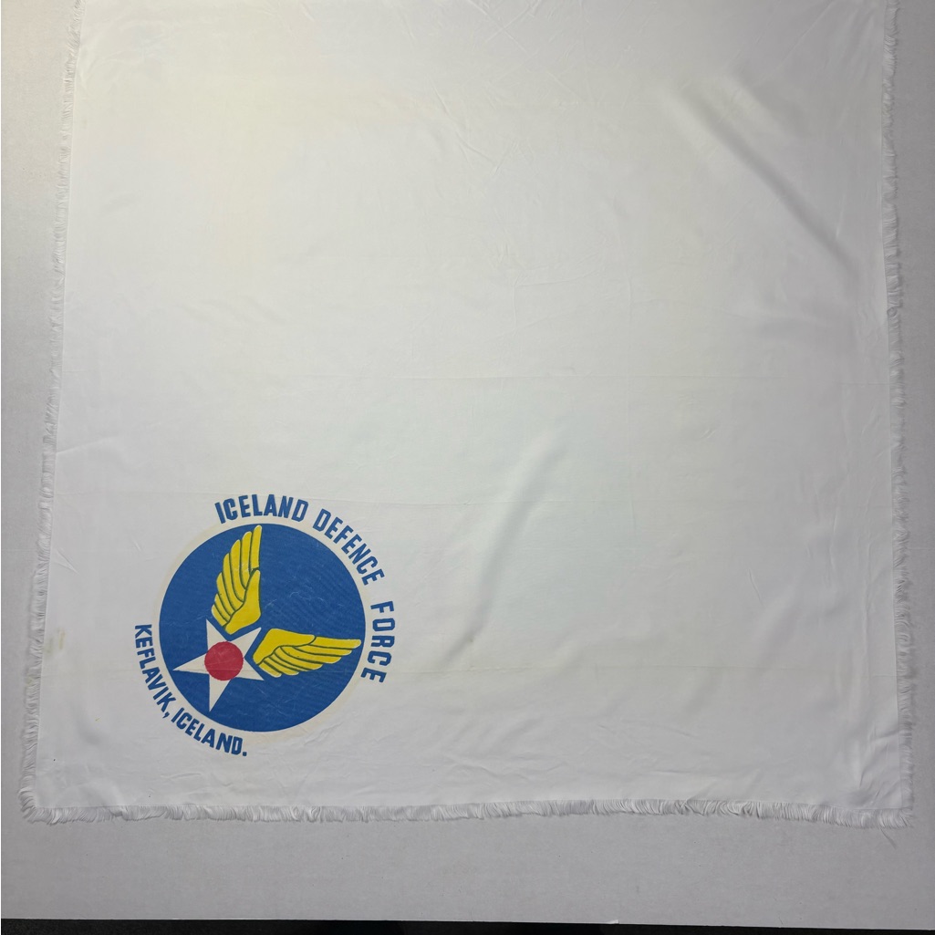 Vintage Iceland Defense Force Parachute Silk Airplane Fighter Scarf Keflavik Ice